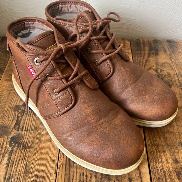 Levi's 501 Boys Youth Ankle Work Boots SZ 6 Brown British Tan Lightweight - Picture 2 of 10